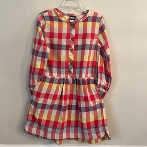 Tea, size 5, adorable plaid, button down dress with pockets.